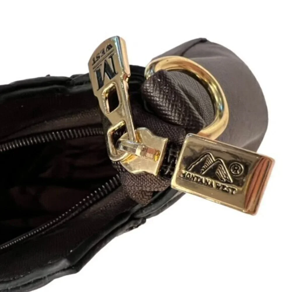 🎉SALE🎉 Montana West Brown Vinyl Small Satchel Bag NEW‎ Gold Western Crossbody
